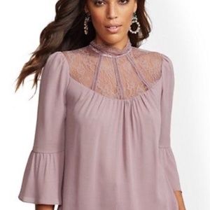 New York & Company Lace Yoke Top